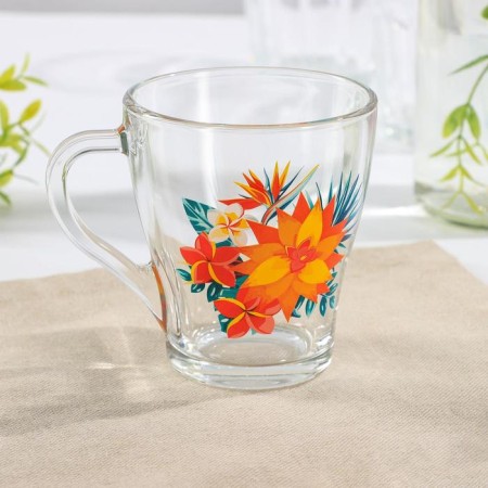 Glass mug "Tropical flowers", 250 ml, MIX drawing-1