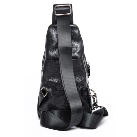 Male sling bag, genuine leather, de-gosa black, 16x7x24 cm-1