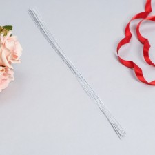 Floristic wire white 0.55 mm, 30 cm, in paper braid, set 30pcs