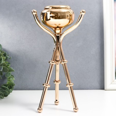 Summary Metal for 1 candle "Trinoga with a dome" gold 24x13x13 cm-1