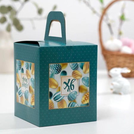 Easter box with the window "XV turquoise", 15 x 15 x 18 cm-1