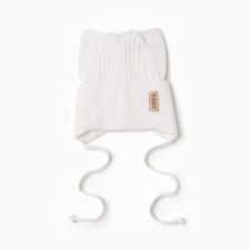 Baby hat with ears minku rr 35-40, milk color