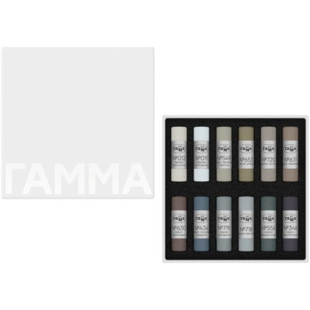 Pastel dry set of 12 colors "gamma", gray shades, in a cardboard box-3