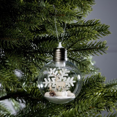 Fir -tree ball "Snow landscape", batteries, 1 LED, glow warm white-1