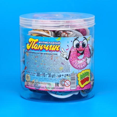 Chewing marmalade "Donut" Assorted, Bank, 10 g
