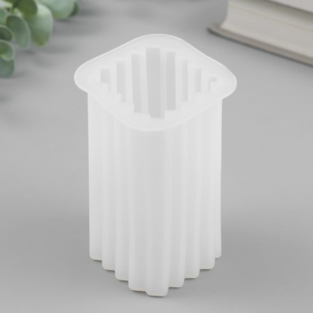 Mold silicone for a candle "Rectangle. Vertical strips" 5.7x5.7x8.7 cm-1