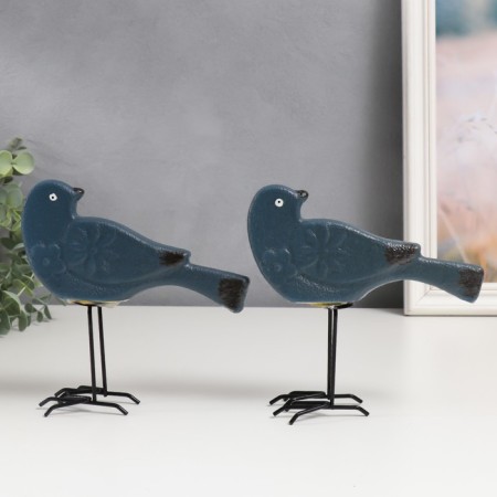 Souvenir ceramics "birds" Blue matte set 2 pcs 16.5x6x17 cm-1