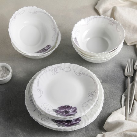 Service table shares “Lilac bliss”, 18 objects: 6 plates D = 17.5 cm, D = 23 cm, 15 × 5 cm, glass -ceramic
