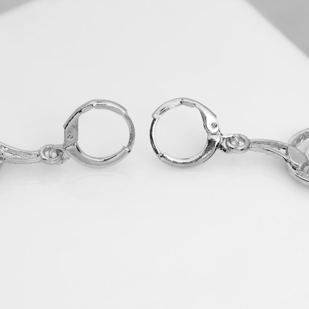 Earrings Metal "Snake" eight, white color in silver-2
