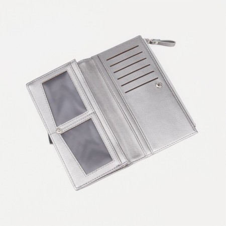 Women's wallet on the button, silver color-3