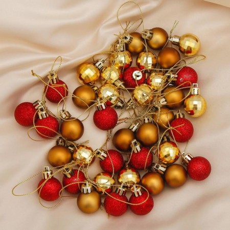 Set of balls plastic D-2.5 cm, 40 pcs "Baby in the ball" red gold