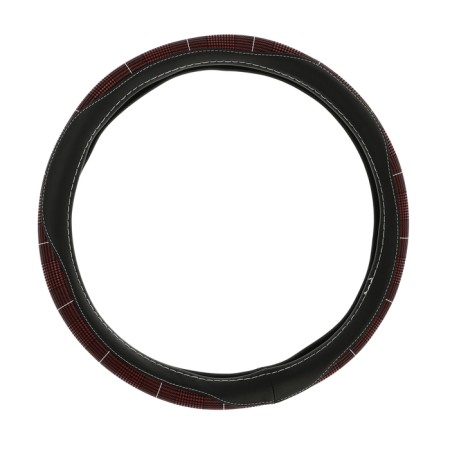 Braid on the steering wheel Nova Bright eco -leather, black, burgundy inserts, m-2