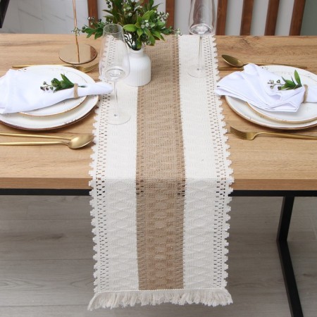 The Ethel Skandi track ts. brown 32*150 cm, 50% cotton 50% linen-2