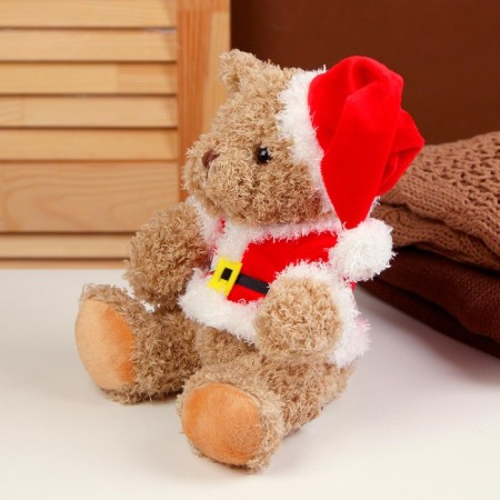Soft toy "Bear" New Year, 21 cm, brown color-2