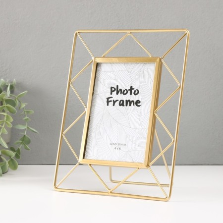 Photo frame Metal in 1 photo 10x15 cm "Loft. Triangles" gold 18x1x22 cm-1