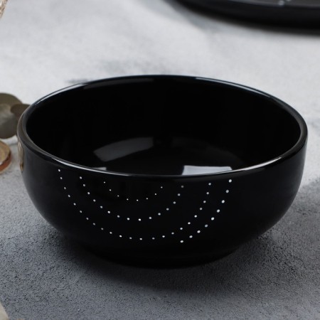 Deep plate ceramic "Ornament", 15.5 x 6.5 cm, 800 ml, black color-2