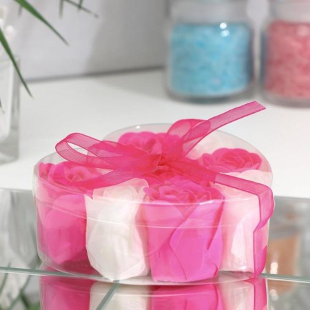 Soap roses, fuchsia and white, set of 9 pcs.-1