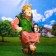 Garden figure "Baba Yaga on a mortar with a cat" 74x40x36 cm mix