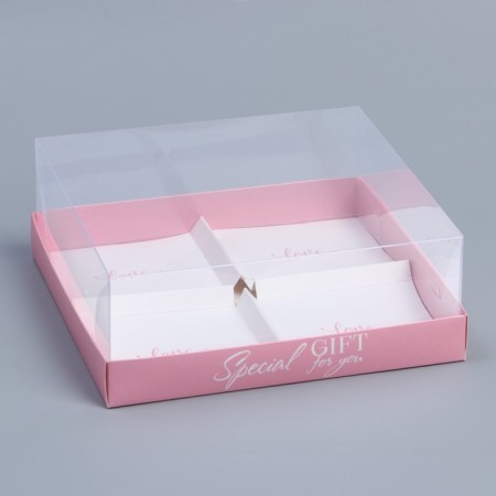 Confectionery box for mousse cakes "Love", 17.8 x 17.8 x 6.5 cm