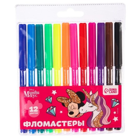Felt -tip pens, 12 flowers, "unicorn", Minnie Mouse-3