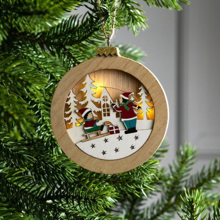 Christmas tree toy "Ball with children", from batteries, glow warm white