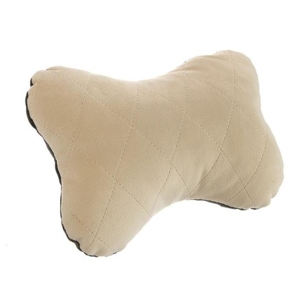 Car bone pillow, on a headrest, velor, beige, rhombus, 16 x 24 cm-1