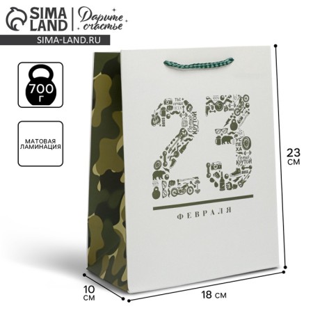 Package Gift Laminated Vertical, Packaging, "February 23", MS 18 x 23 x 10 cm