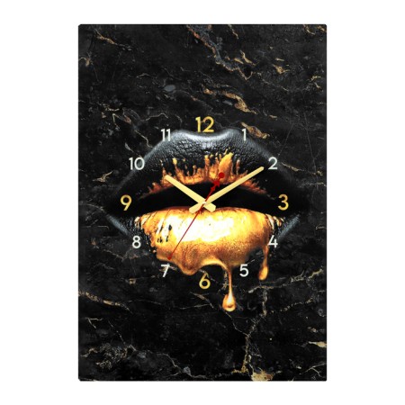 Carty clock wall-mounted interior "Black Gold" lips, silent, 50 x 70 cm-2