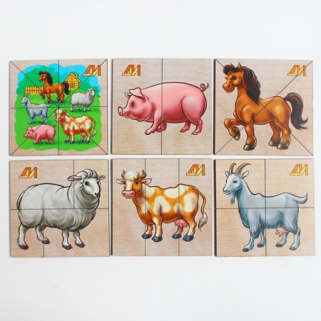 Puzzles "Follow the picture. Pets »Wooden toys-1