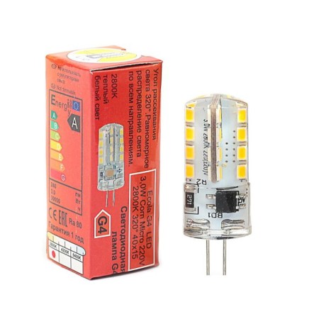 LED LED Ecola Corn Micro, G4, 3 W, 2800 K, 320 °, 40x15 mm-2