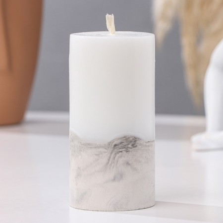 Candle with concrete, 5x10 cm, black and white