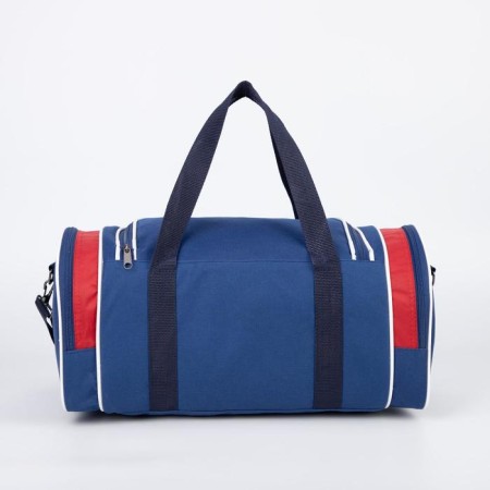 Sports bag, 3 parts on zippers, external pocket, blue/red color-1