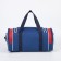 Sports bag, 3 parts on zippers, external pocket, blue/red color
