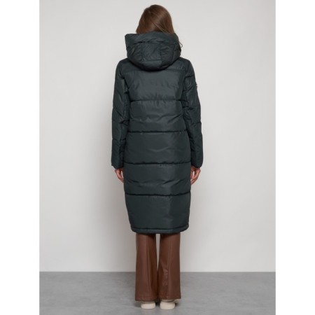 Coat insulated winter female, size 46, dark green color-3