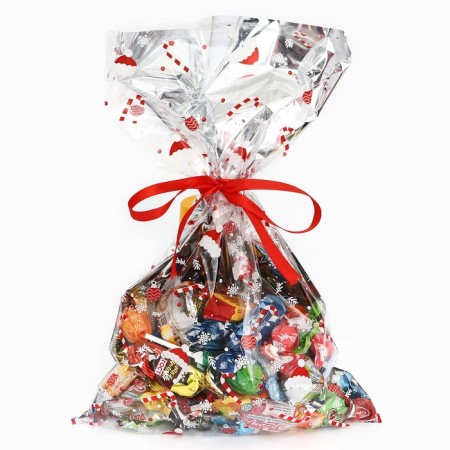 Gift package Happy New Year+candies 25 x 40 cm, colored metallized pattern mix-1
