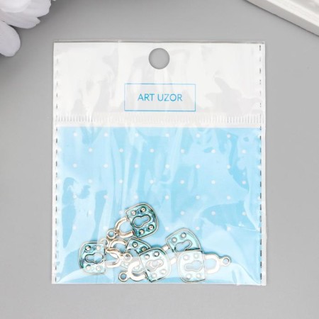 Decor for creativity Metal "Blue Lack" silver, enamel 1.6x1.1 cm-3