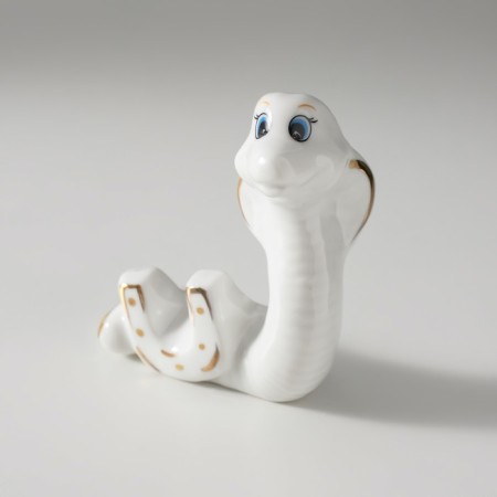 Souvenir Ceramics "White Cobra with a hill" with gold 2.5x6.5x8 cm-4