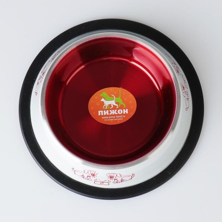 A bowl with a non-slip base decorative color, 230 ml, white-red-2
