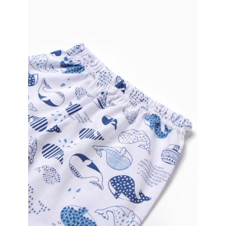 Children's pants "whales", white/blue color, height 68 cm-1