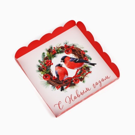 Box for confectionery products with PVC Happy New Year, 18 x 3 cm, New Year-4