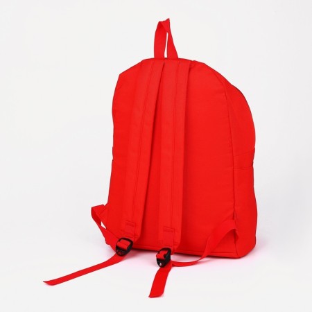 School backpack from textiles on lightning, 3 pockets, red color-3