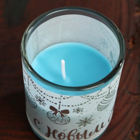 New Year's candle in a glass "Happy New Year!", Lavender's aroma-1