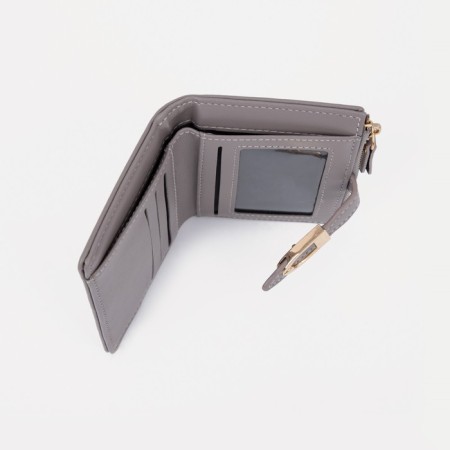 Women's wallet on the button, gray color-4