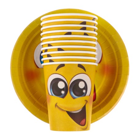Set of paper utensils "Smile", 10 glasses, 10 plates-1