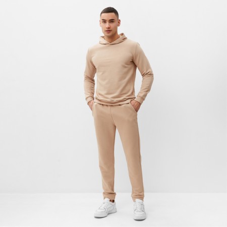 Men's tracksuit (hoodies, trousers) minku, beige color, size 48