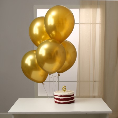 Set of candle in a cake + 5 balls, number 6, gold