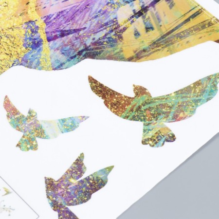 Sticker Plastic Interior color "Deer and bird" marble with gold set 2 sheets 30x42 cm 75994-2