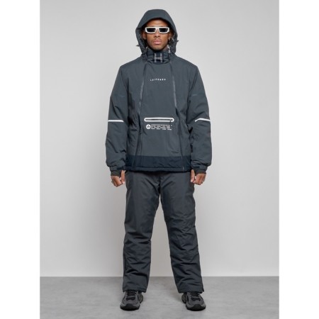 Ski costume male winter, size 50, dark gray color-4