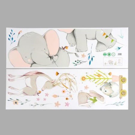 Sticker Plastic Interior color "Elephant with a machine and animals" 60x90 cm-1