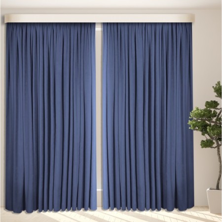 Set of curtains "Canvas", size 200x260 cm, 2 pcs, blue color-1